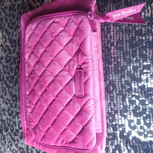 Vera Bradley Handbags - VERA BRADLEY Compact Organizer Majestic Magenta Quilted Velvet